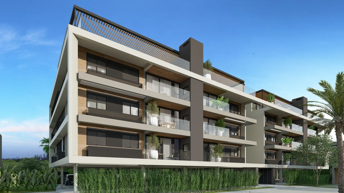 Perspectiva ilustrativa de apartamentos em Atlântida.